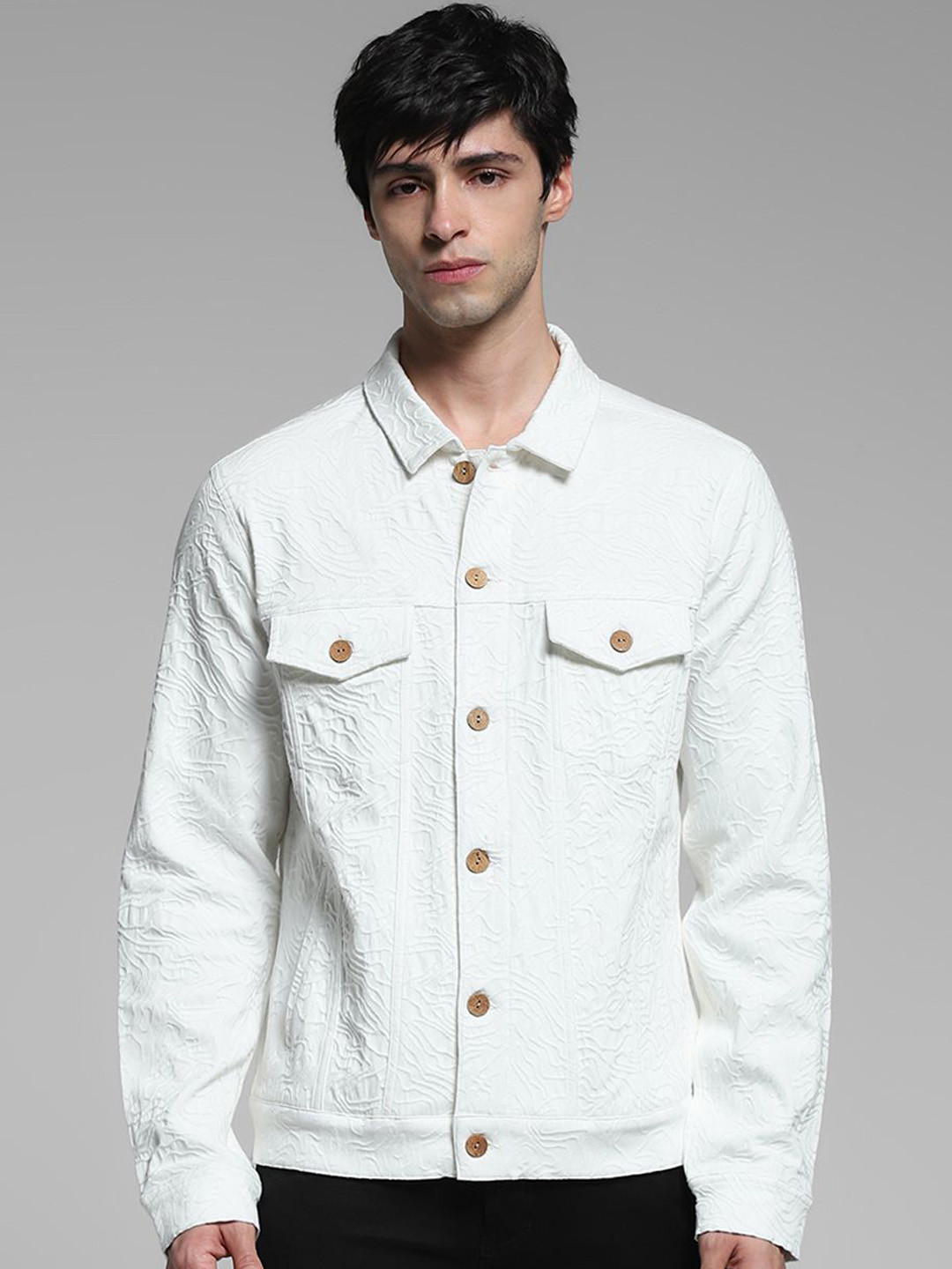 Jack & Jones Men Open Front Jacket with Embroidered