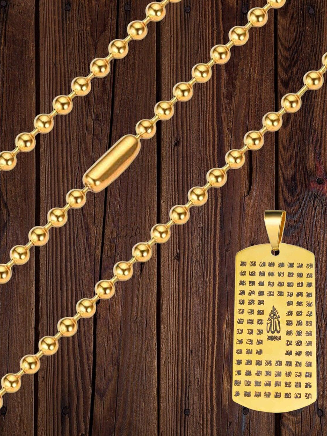 M Men Style Men Stainless Steel Gold-Plated Square Pendant