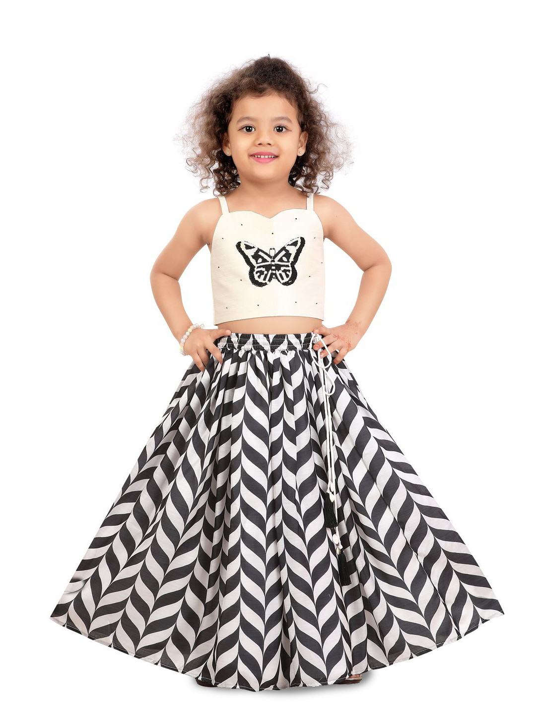 Pragya Exclusive Girls Embellished Beads and Stones Ready to Wear Lehenga &