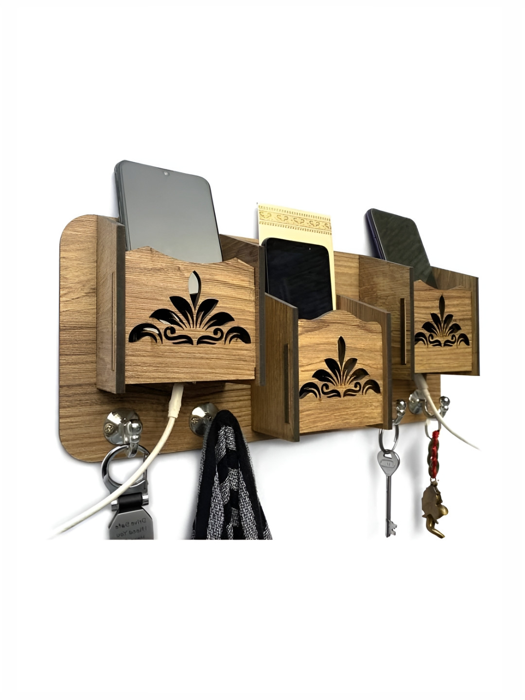 Glori-fyi Brown Wooden Key Holders With Mobile Stand