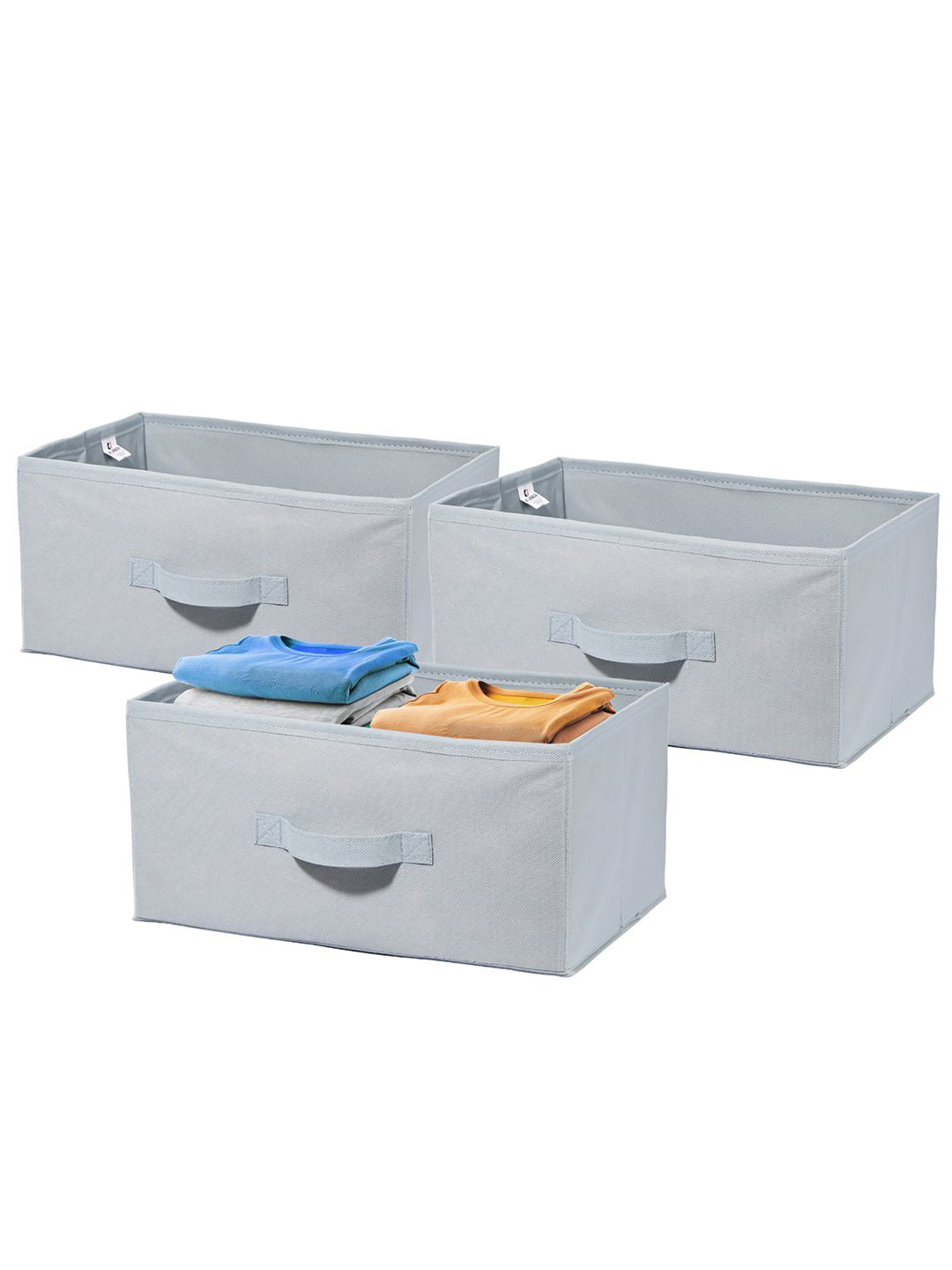 Kuber Industries Grey 3 Pieces Non Woven Drawer Storage Organizer