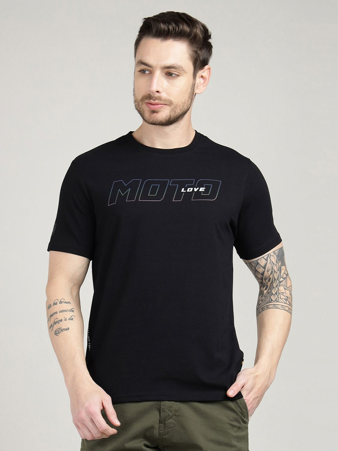 Royal Enfield Re Wing Reflective Typography Printed T-Shirt