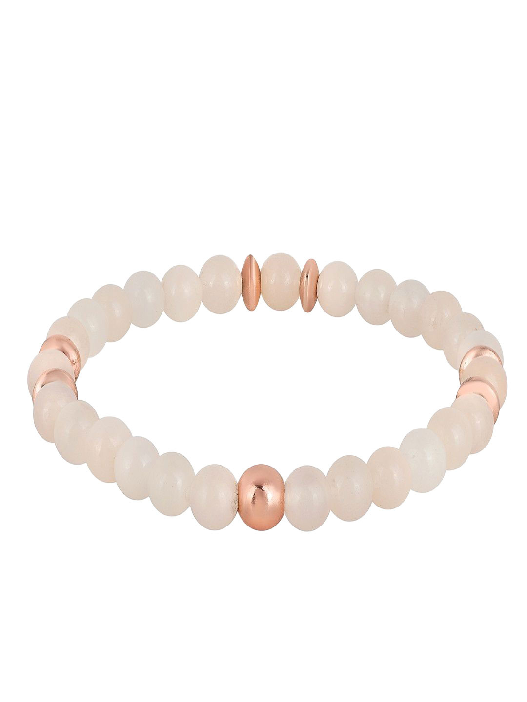 Nirvana Unisex Rose Gold-Plated Aventurine And Hematite Stretch Elasticated Bracelet