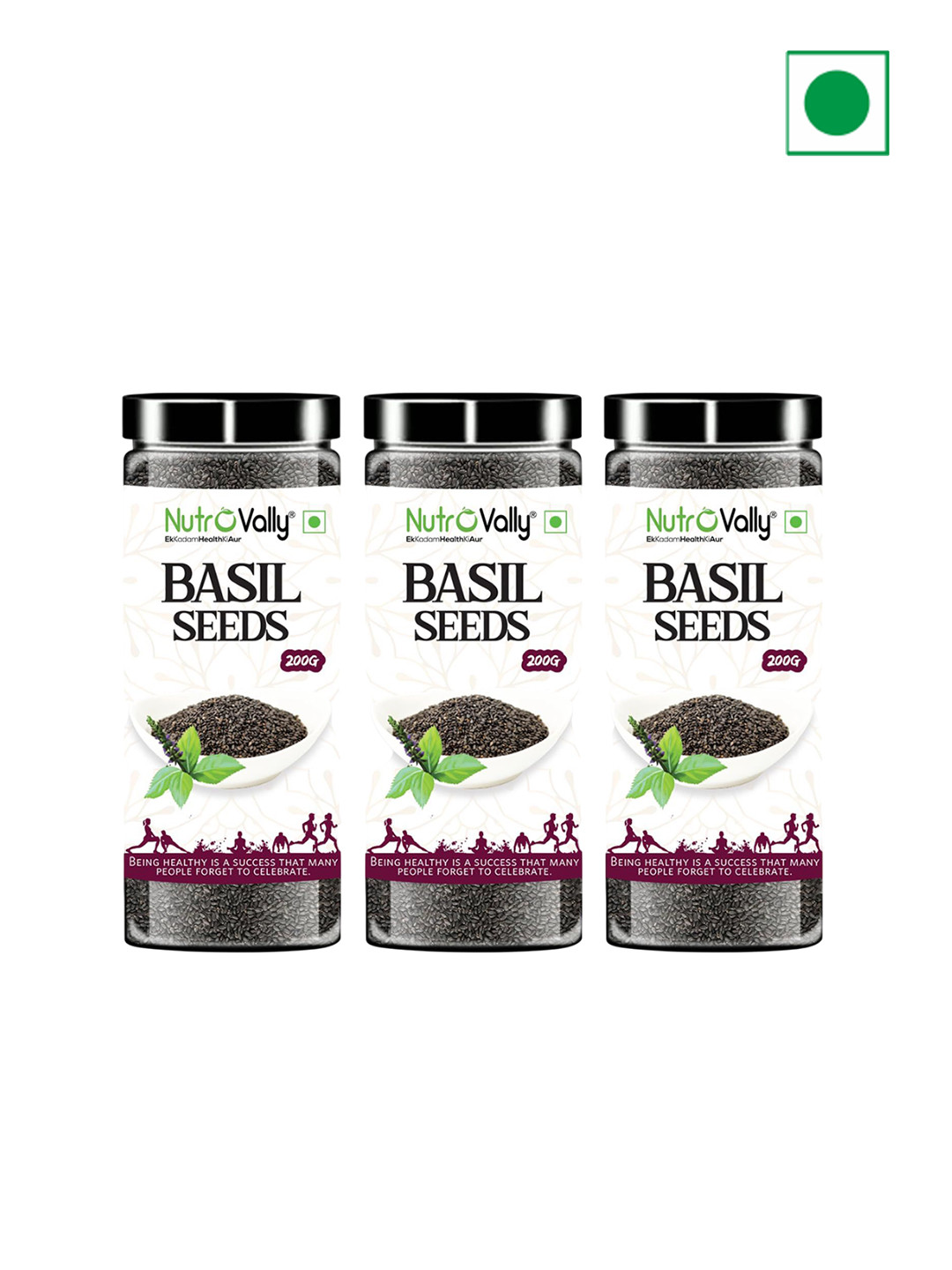 NutroVally Set Of 3 Basil Seeds 200 gm Each