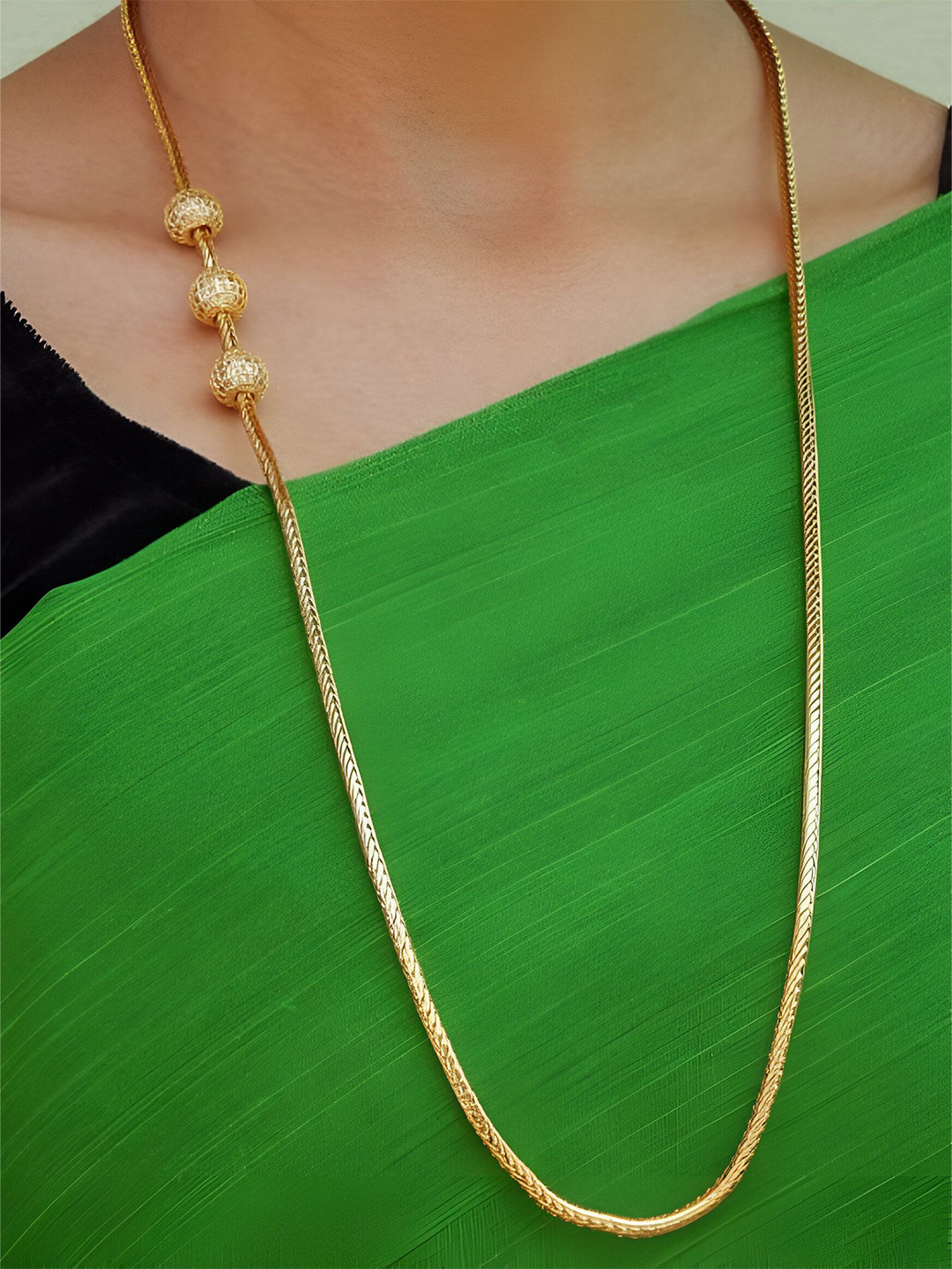 ELEGANTDREAM Gold-Plated Mugappu Chain