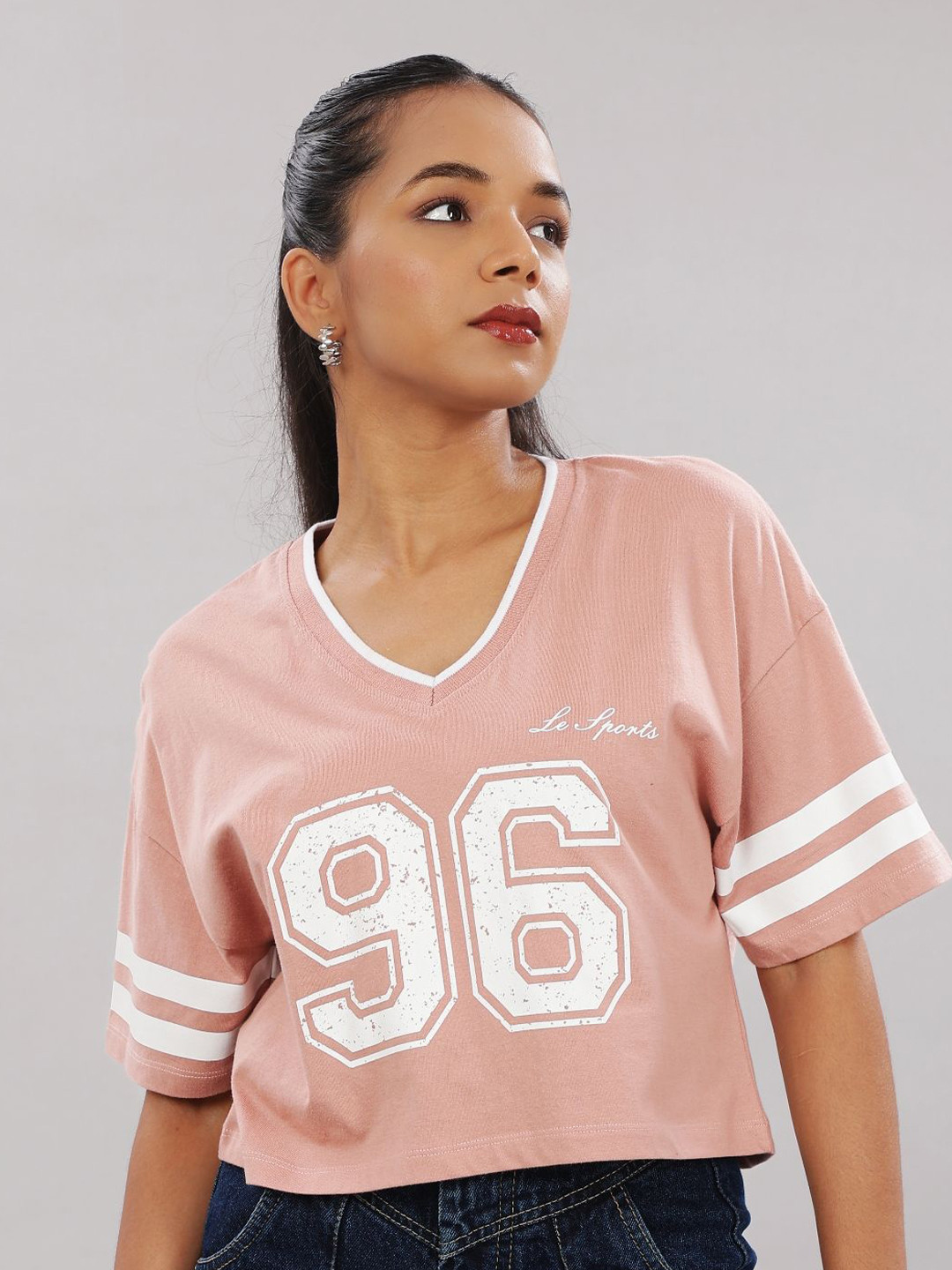 OUTLAWS Print Extended Sleeves Cotton Boxy Top
