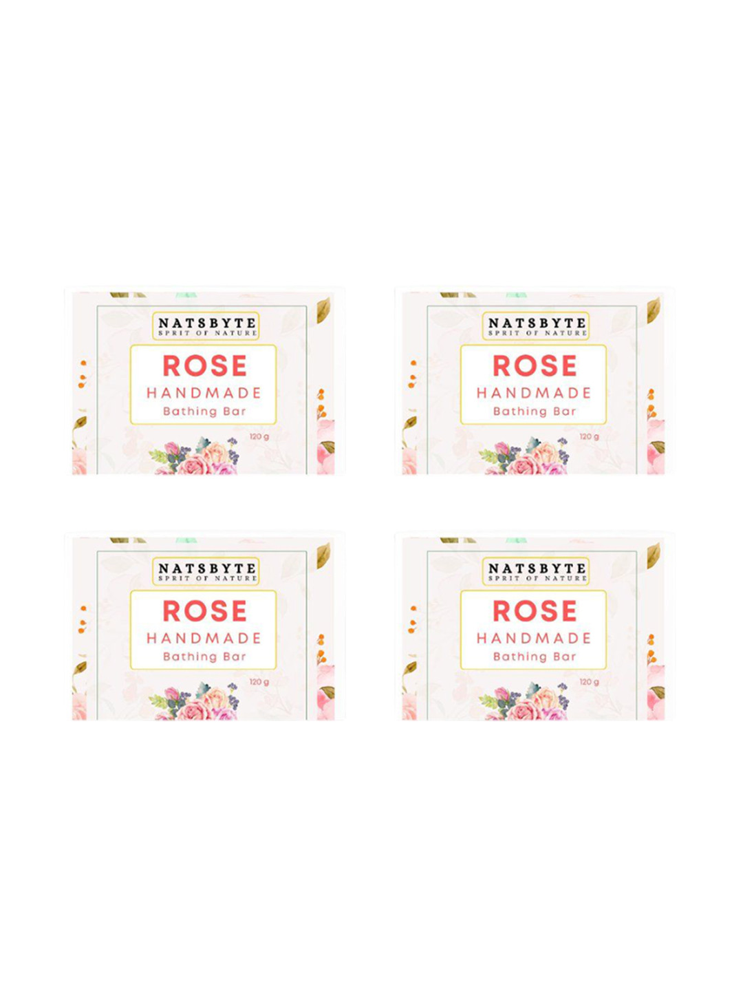 NATSBYTE Set Of 4 Rose Soap With Olive Oil For Hydration - 120 g Each