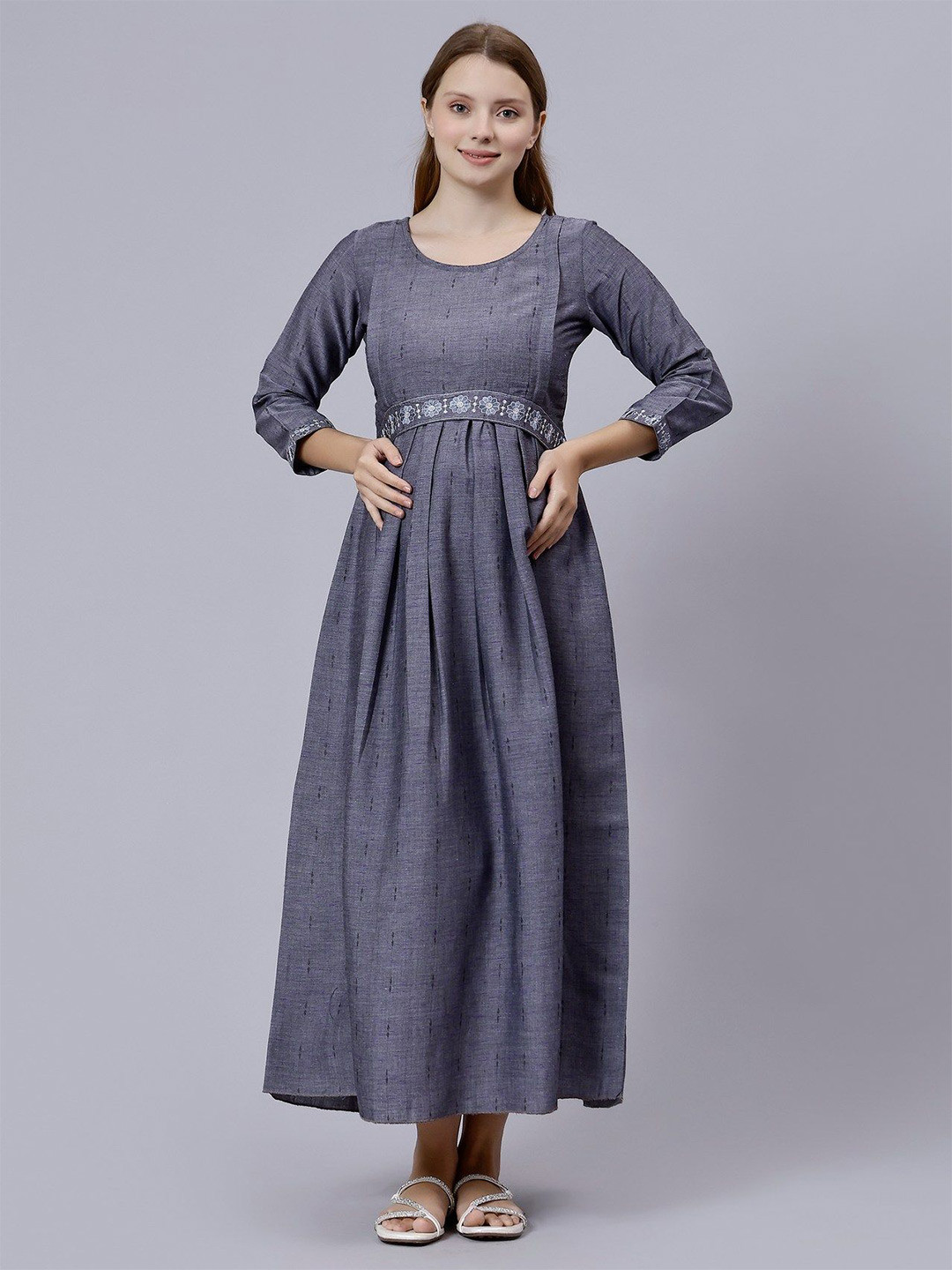 MORDEN MUSE Women Paisley Embroidered Thread Work Summer Sheers Maternity Kurta