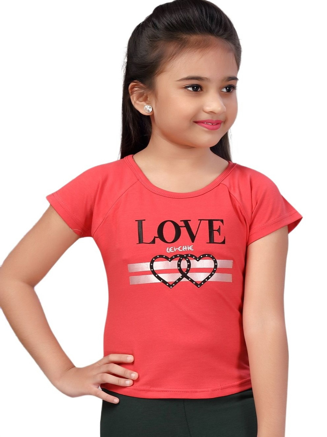 Lei-Chie Girls Typography Printed T-shirt