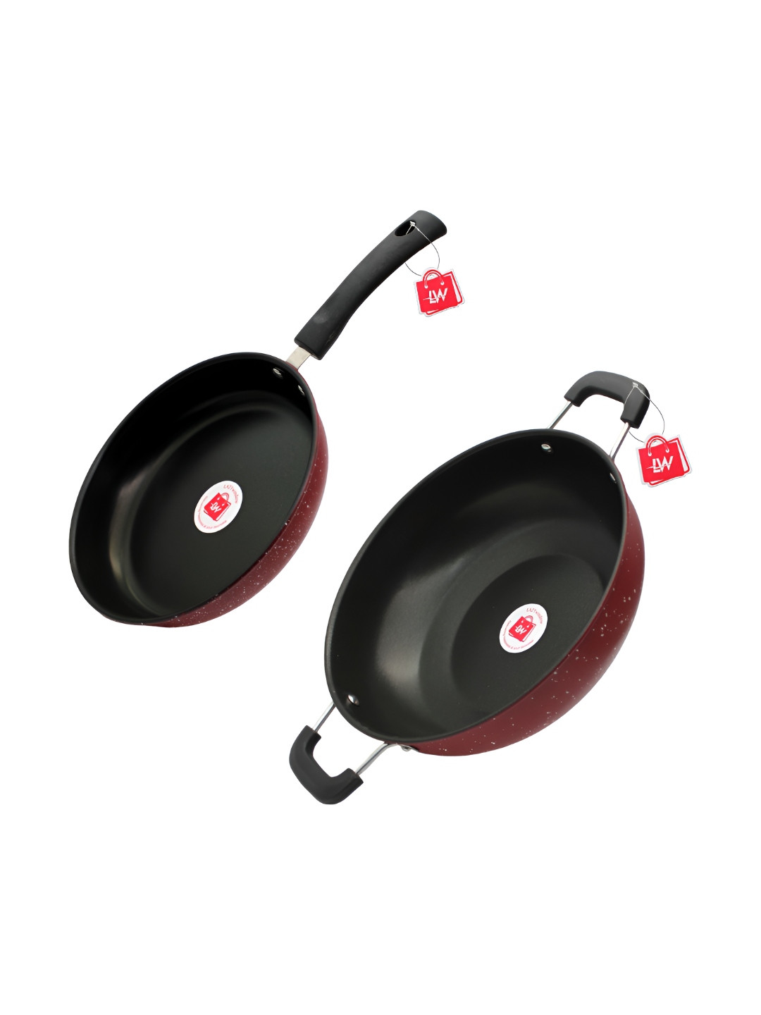 LAZYwindow Maroon Dishwasher Safe Metal Cookware Set of