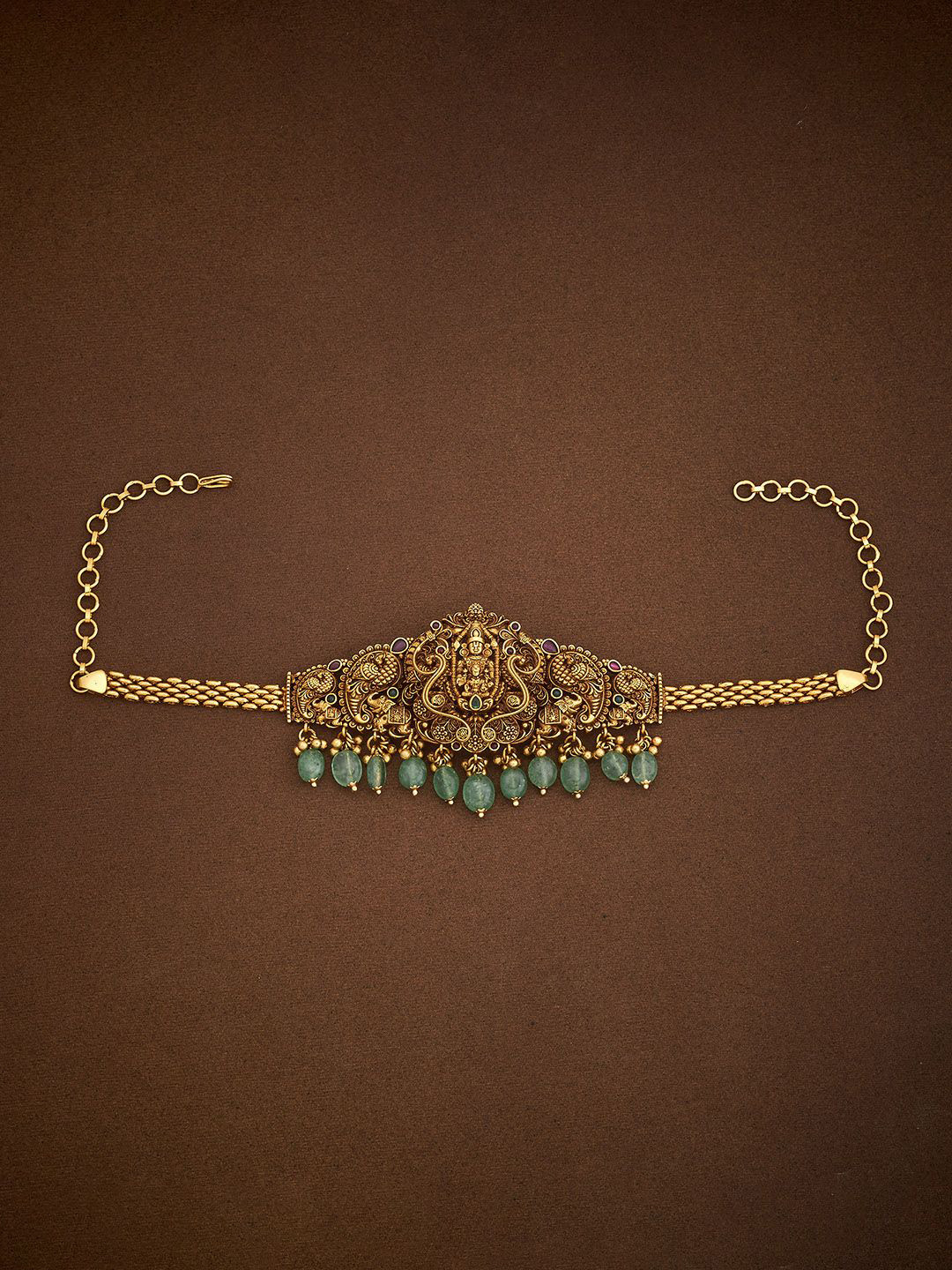 Kushal's Fashion Jewellery Women Gold-Plated StoneStudded & Beaded Antique Armlet Bracelet