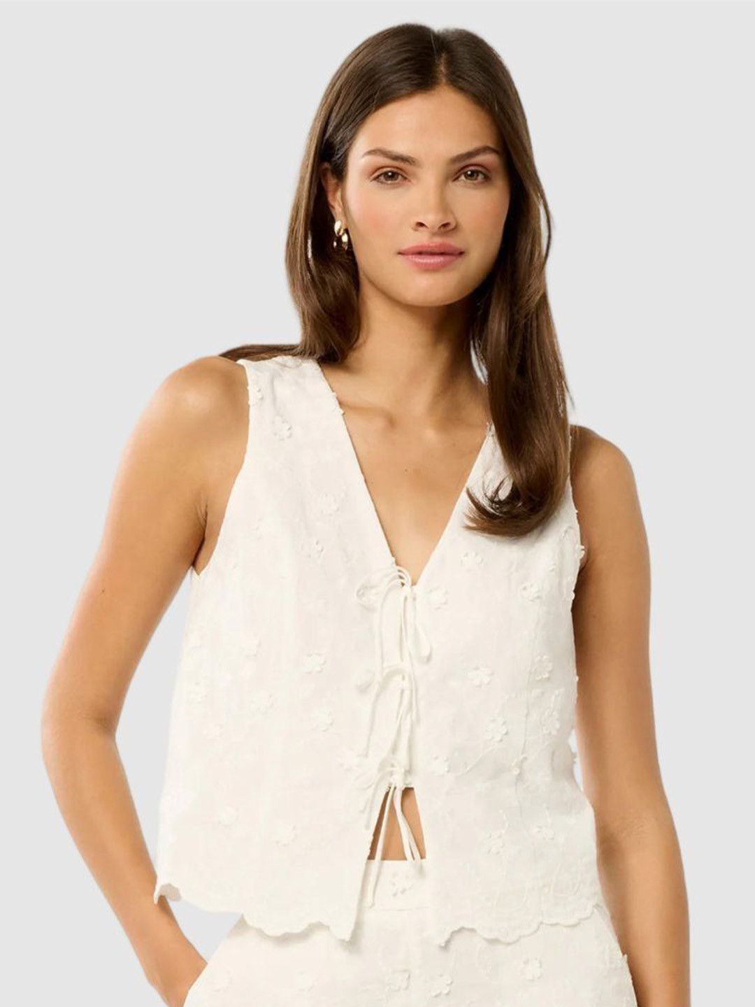 Forever New Women Floral Embroidered Cotton Boxy Top