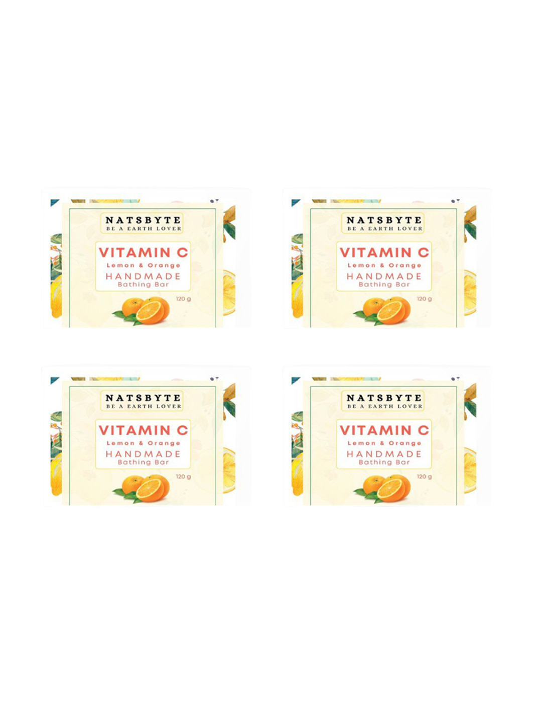 NATSBYTE Set Of 4 Natural Glycerin Vitamin C Bathing Bar - 120 g Each