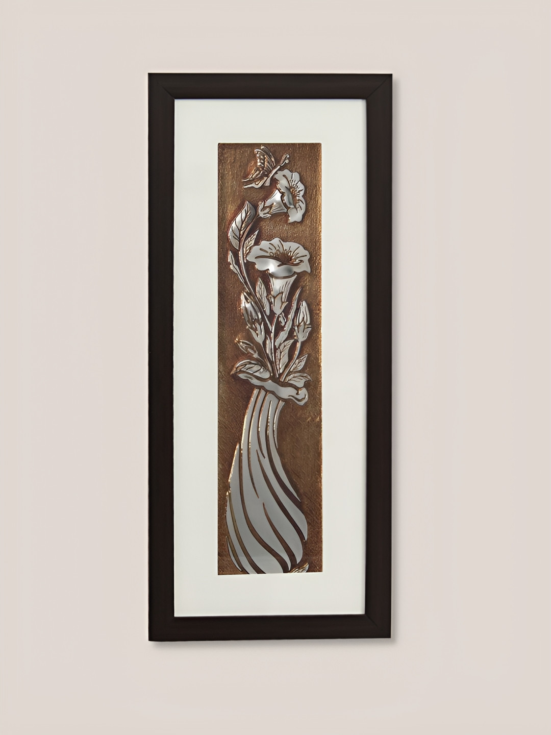 SHREE KALA HOME DECOR Brown & White Synthetic Wood Floral and Botanical Wall Art