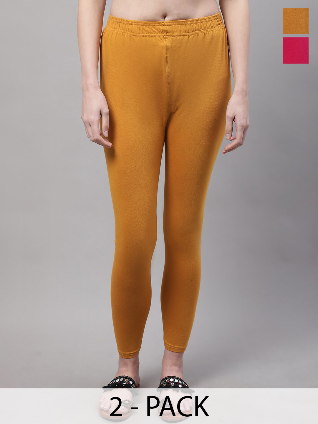 Valles365 by S.C. Pack Of 2 Cotton Ankle Length Leggings