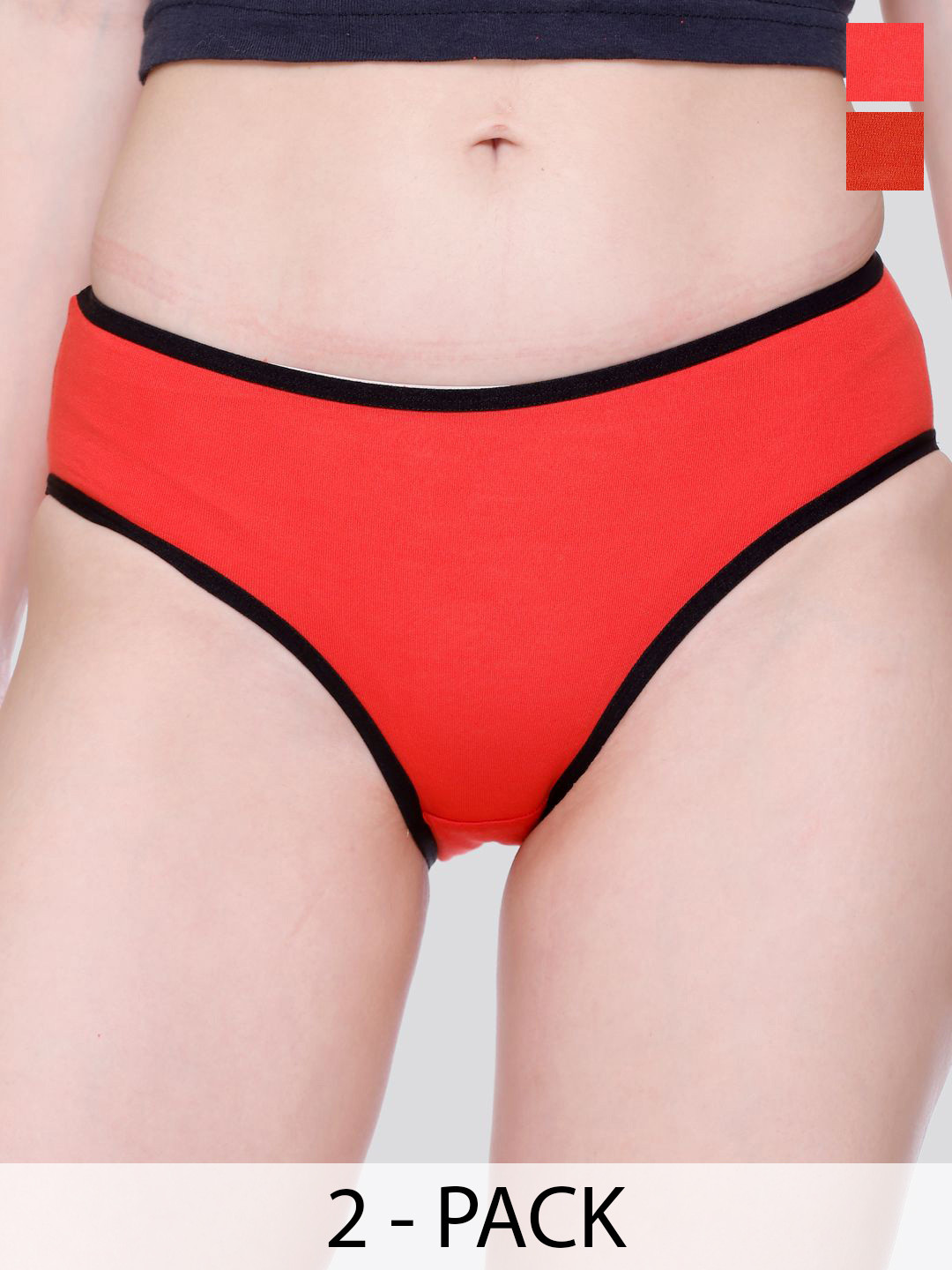 Skidlers Pack Of 2 Super Combed Cotton Mid-Rise Hipster Briefs 2SKD-BRIEF-20-RED-20-RUST-S