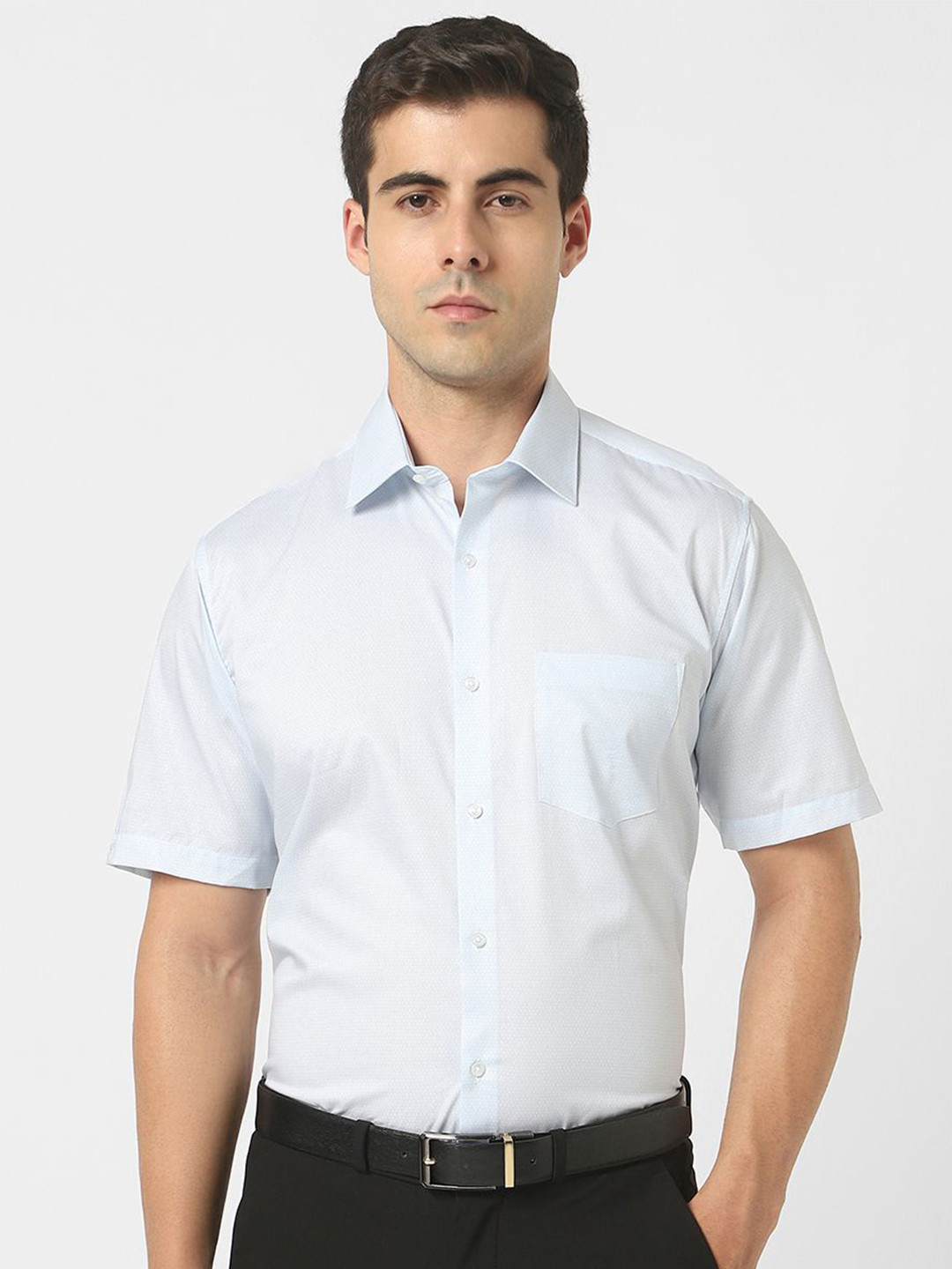 Van Heusen Micro Ditsy Textured Spread Collar Formal Cotton Shirt