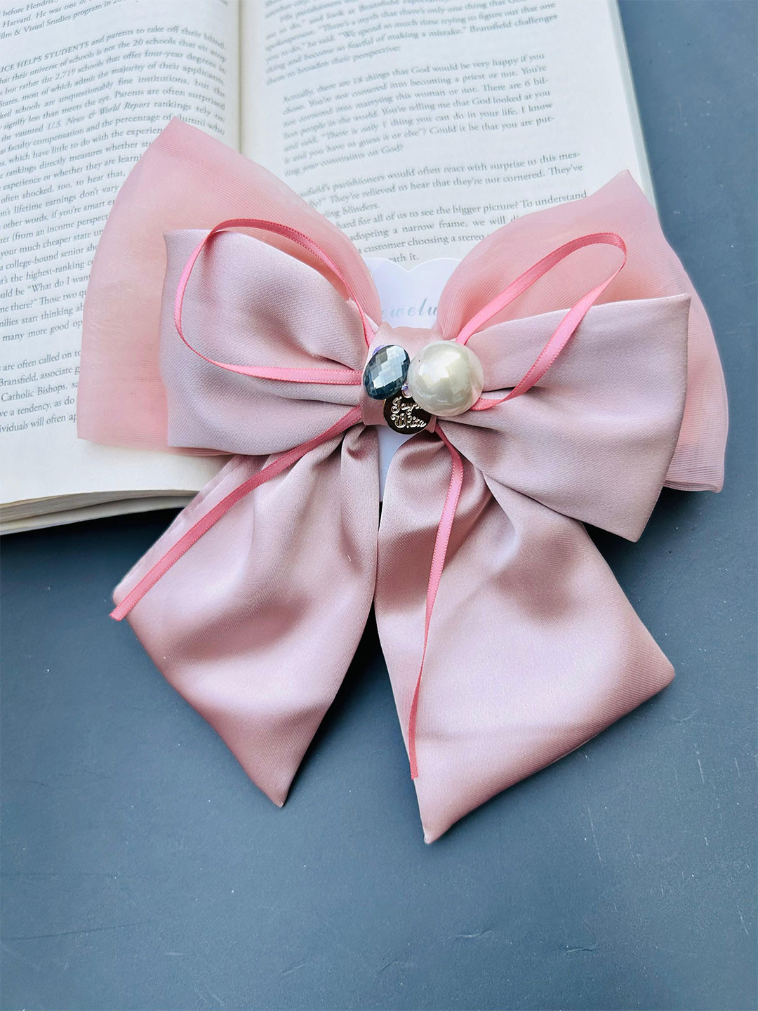 Radhya Accessories 1 pc Barrette Stone Studded Hair Bow Clip