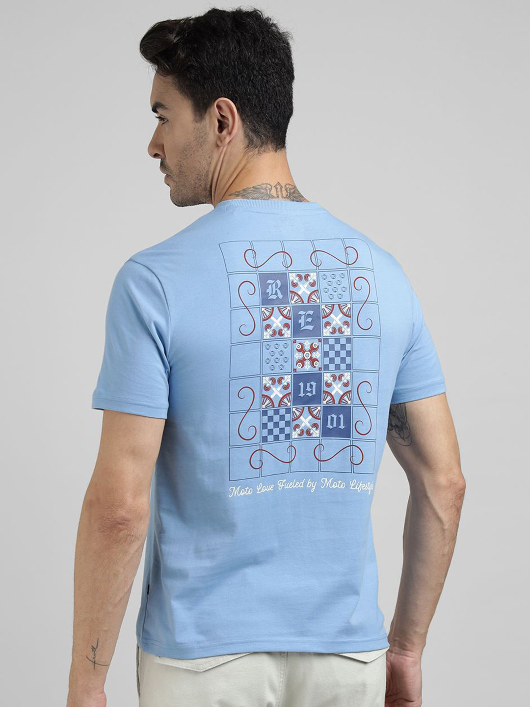 Royal Enfield Re Azulejos Graphic Printed Pure Cotton T-Shirt