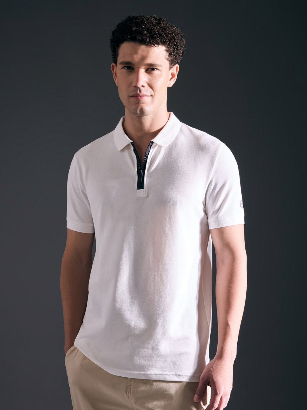 Pepe Jeans Men  Short Sleeved Zipper Stretch Polo Tshirt