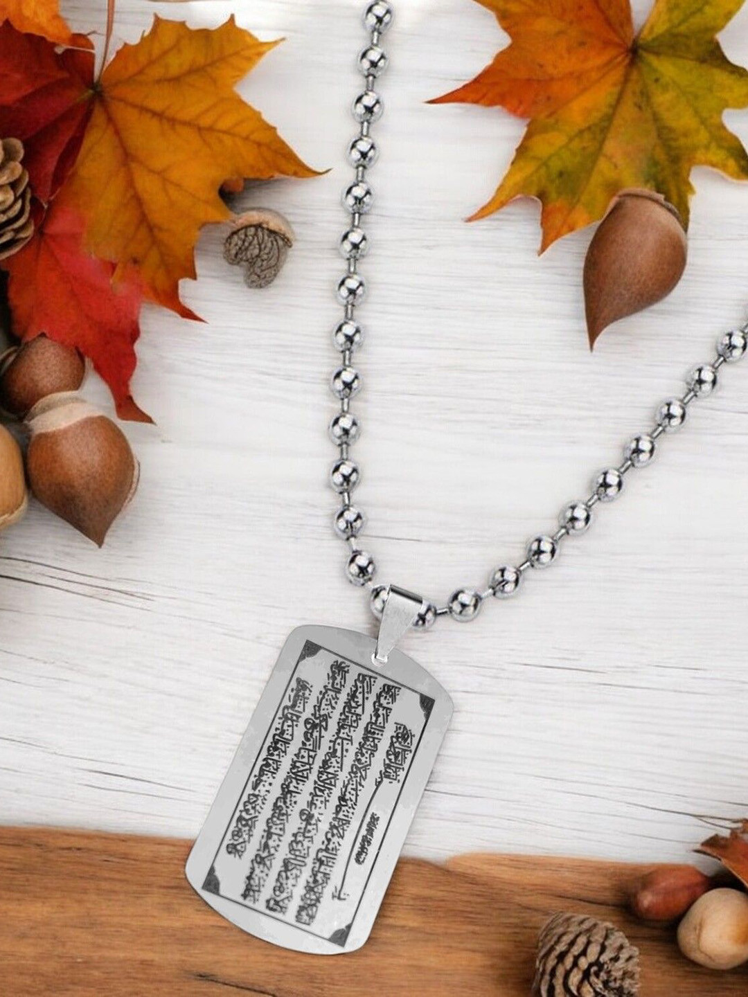 M Men Style Stainless Steel Arabic Words Ayatul Kursi Geometric Pendant