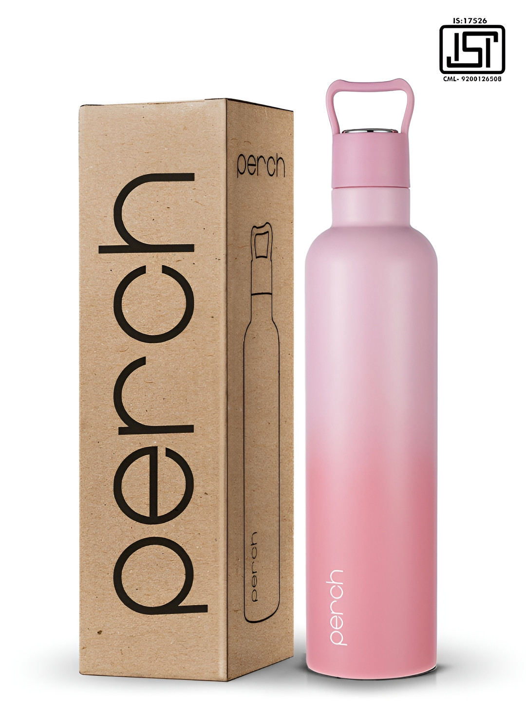 PERCH Pink Colourblocked Stainless Steel Double Wall Vacuum Water Bottle-760ml