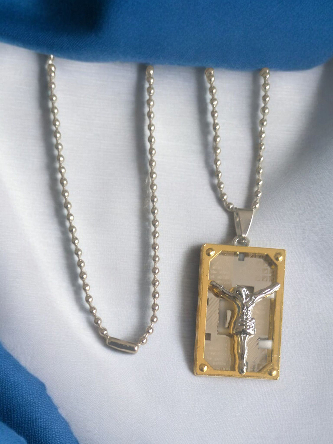 M Men Style Stainless Steel Gold-Plated Cross Pendants