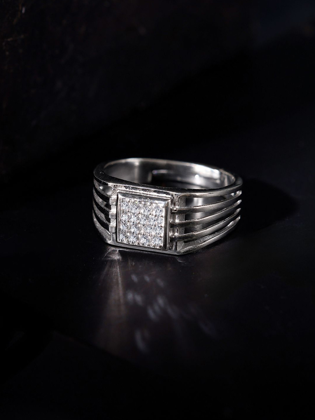 GIVA 925 Silver Rhodium-Plated Master Class Ring For Him Adjustable Finger Ring