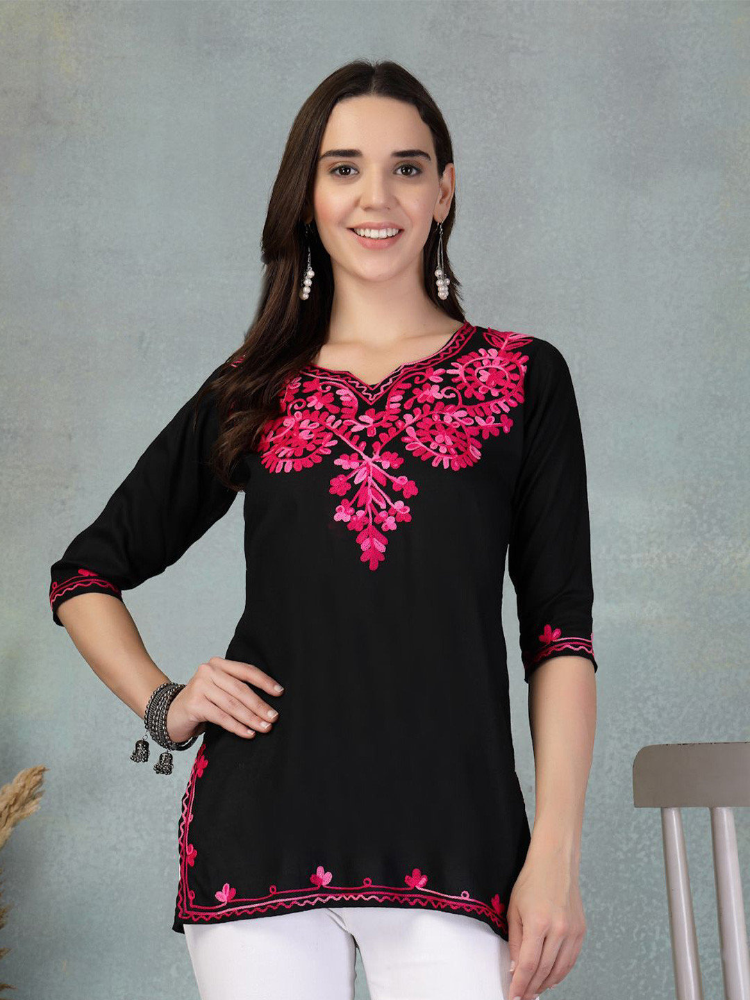 Shine N Sober Floral Embroidered Top