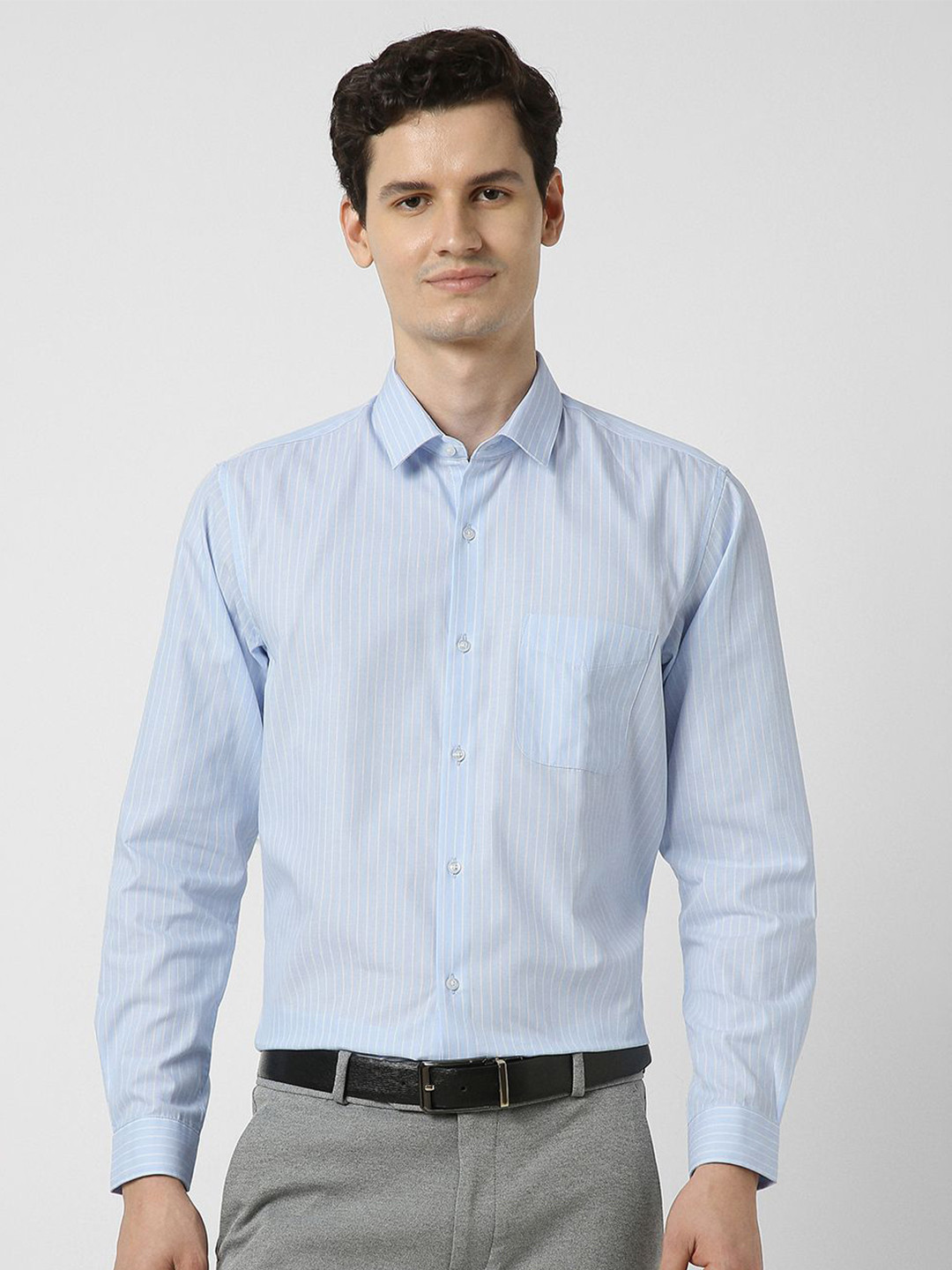 Peter England Striped Spread Collar Cotton Formal Shirt
