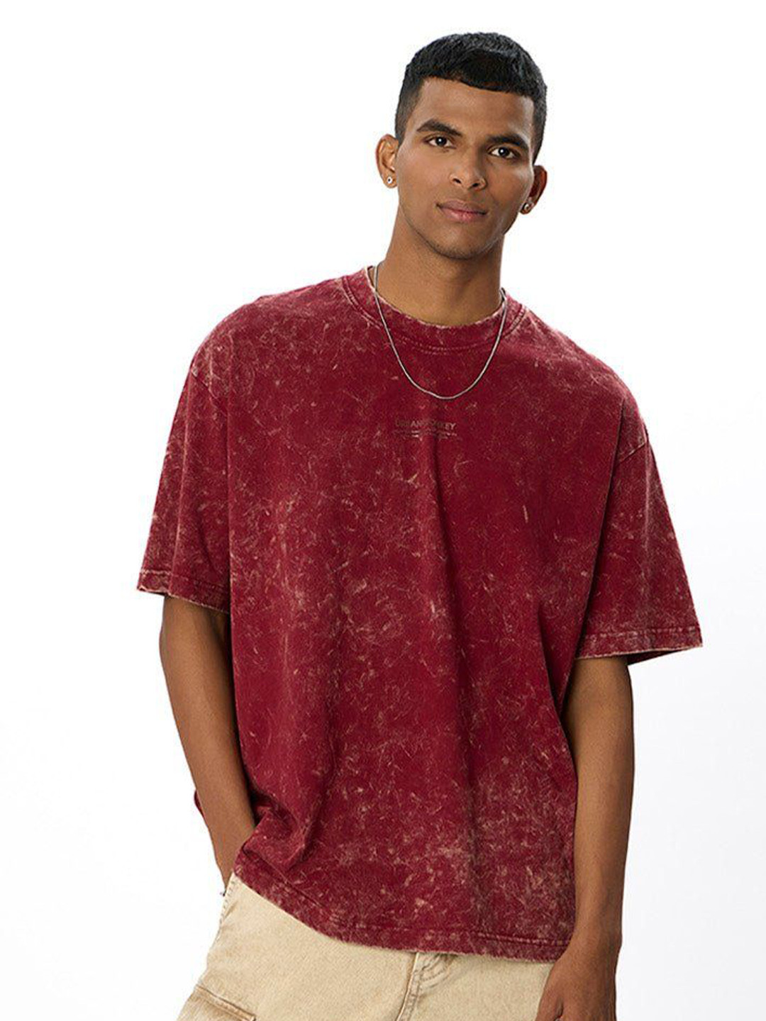 Urban Monkey Abstract Printed Drop-Shoulder Sleeves Cotton Oversized T-shirt