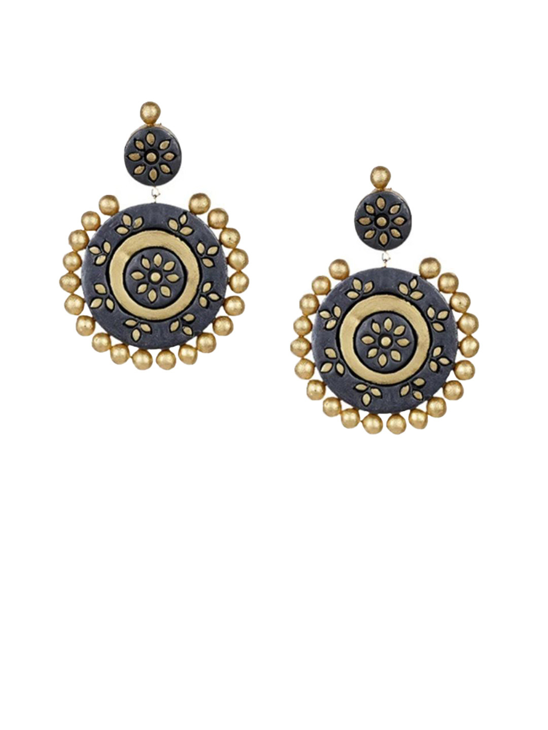 Mridah Boho Bloom Terracotta Circular Drop Earrings