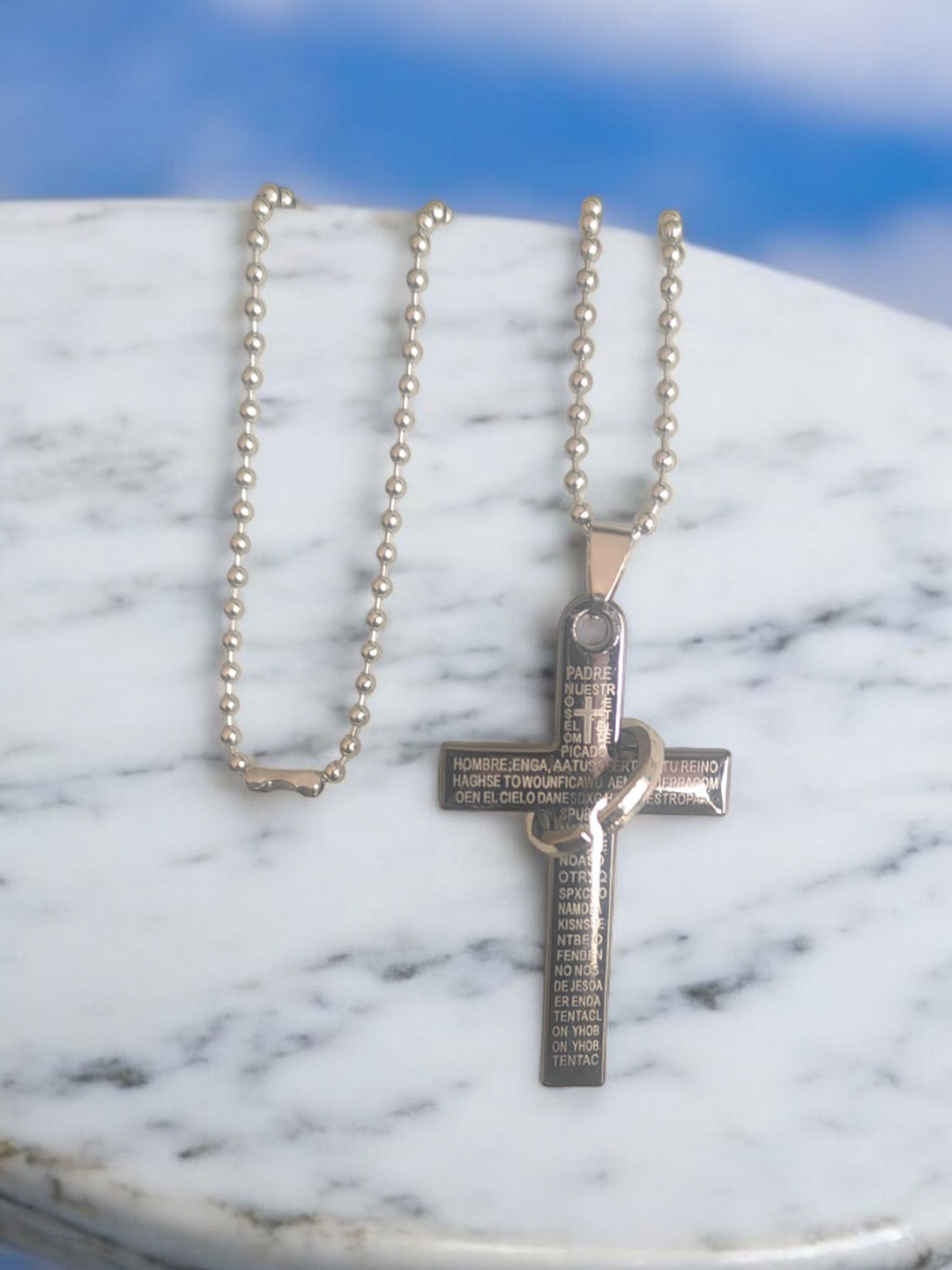 M Men Style Men Stainless Steel Corss Geometric Pendant