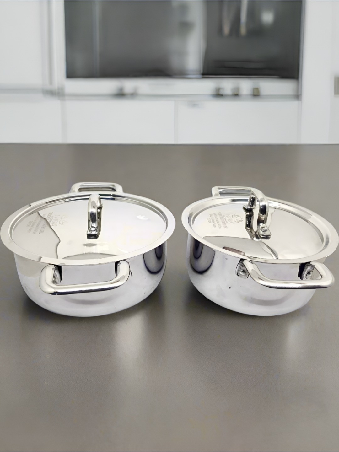 Nyra Kitchenware Steel 2 Pieces Triply Stainless Steel Cooking Pots With Lid