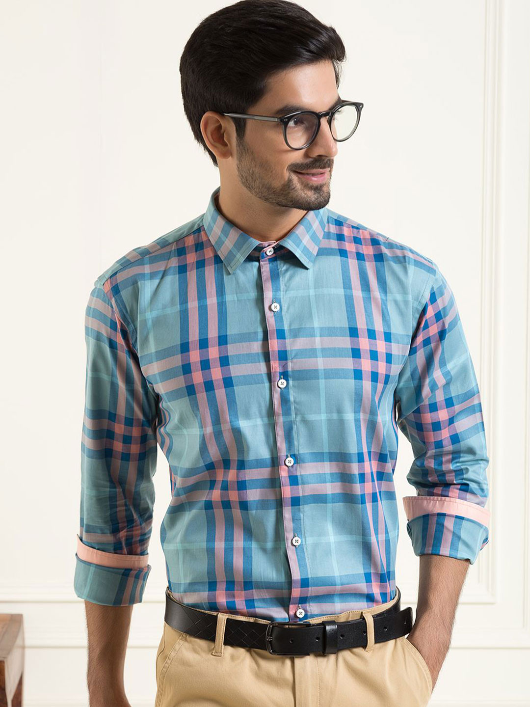 Mculine Standard Opaque Checked Cotton Shirt