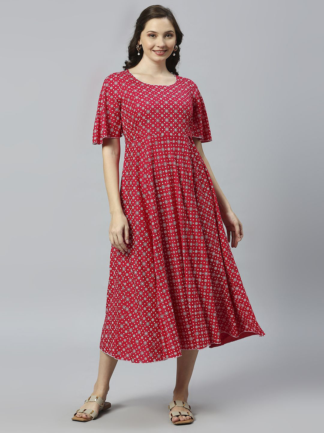 MORDEN MUSE Women Paisley Printed Flared Sleeves Summer Sheers Maternity Anarkali Kurta