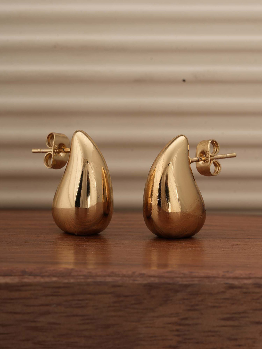 PALMONAS Stainless Steel Gold-Plated Waterproof & Anti-Tarnish Gilded Dewdrop Studs