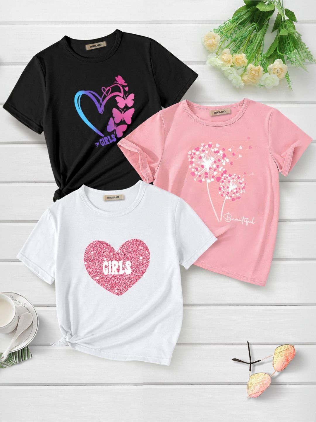 INCLUD Girls 3 Printed T-shirt
