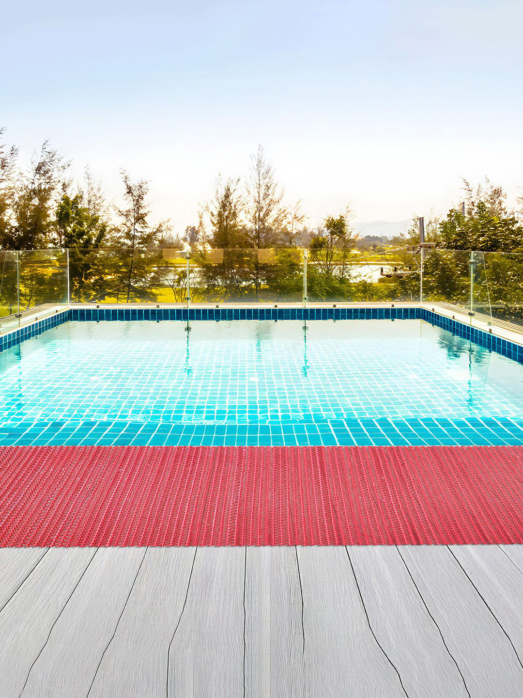 Kuber Industries Red Self-Design Anti-Skid Bath Mat