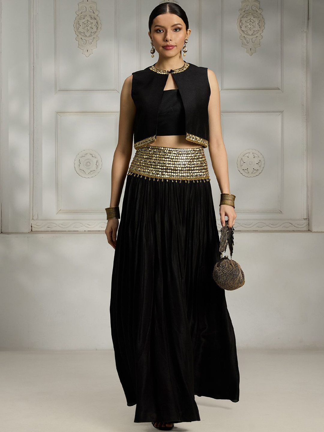 Rivaar By Rocky Star Square Neck Top Jacket With Skirt Co-Ords Set