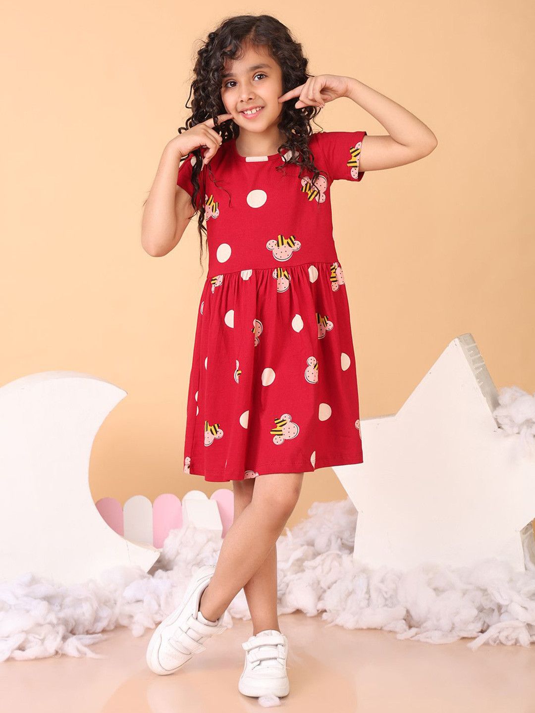 Bloem Print Cold-Shoulder Fit & Flare Dress