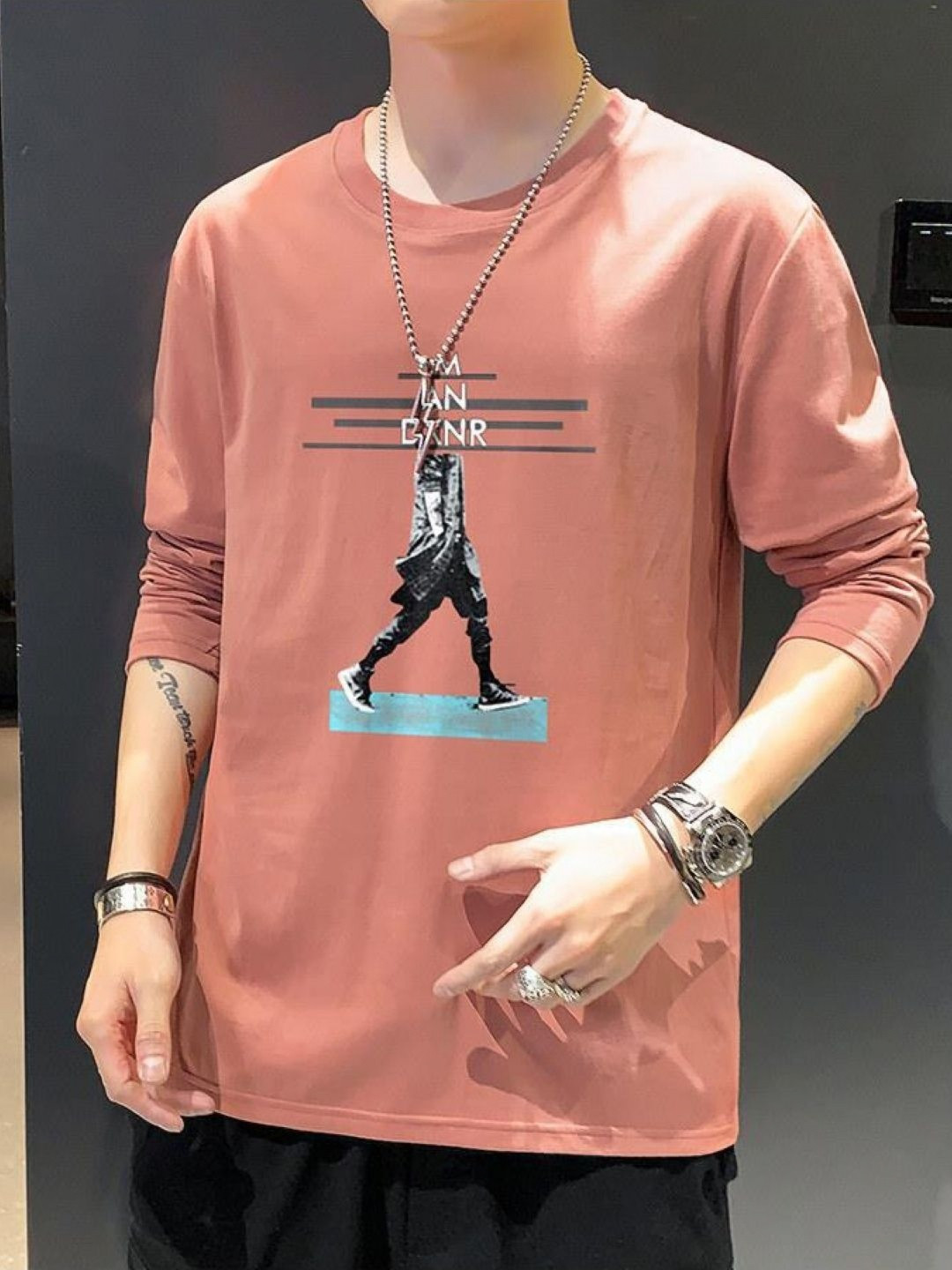 StyleCast Orange & Black Graphic Printed Cotton T-shirt