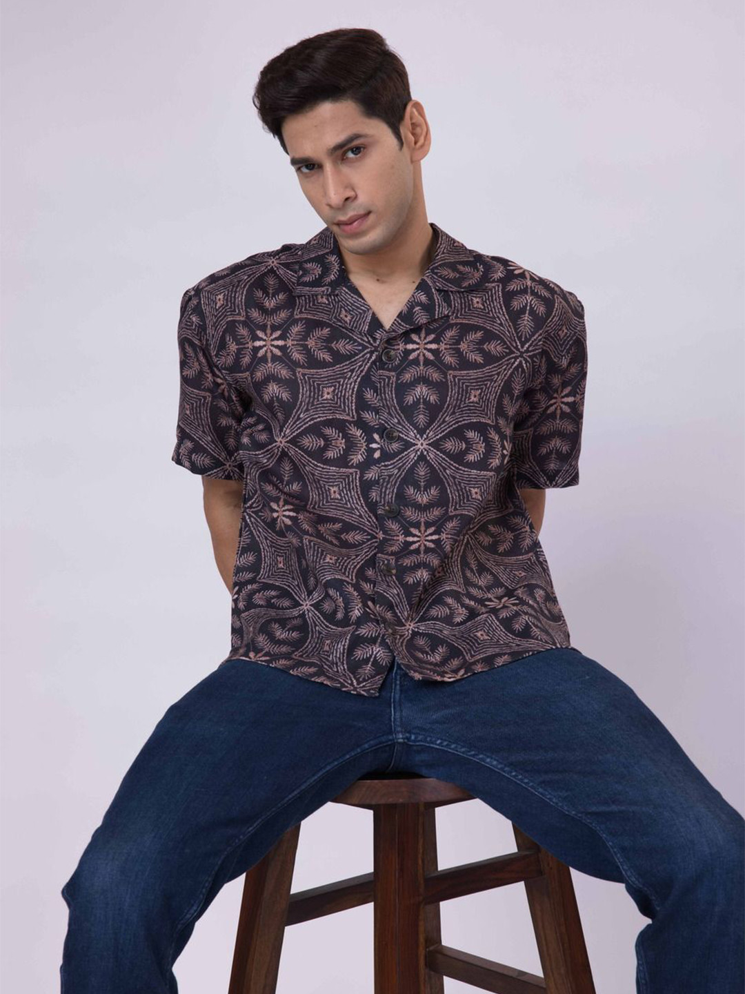 Big Bunny Floral Printed Cotton Casual Shirt