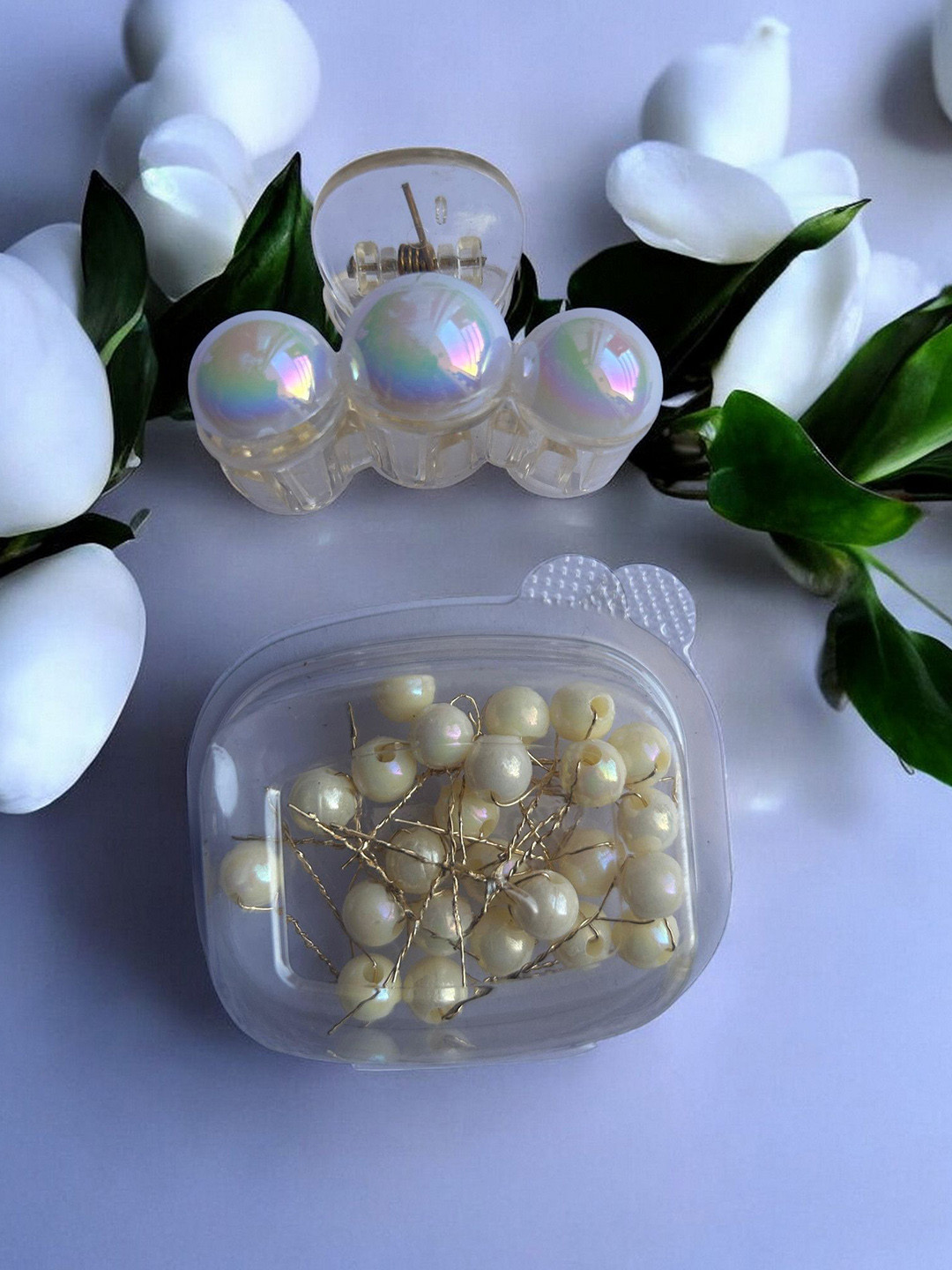CHRONEX  24 Pcs Pearl Hair Accessories & Small Stone Hair Claw