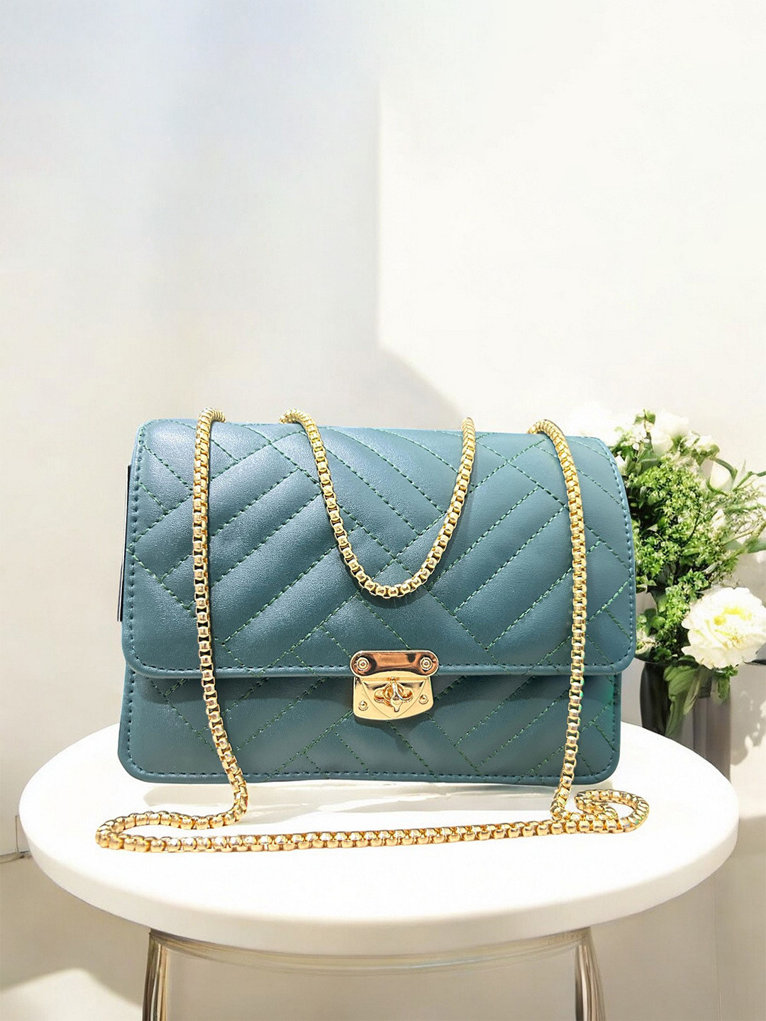 CLARIS JAMES Self Design Embroidered Crosslock Sling Bag