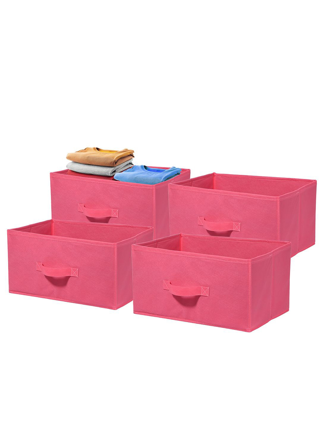 Kuber Industries Pink 4 Pieces Non Woven Drawer Storage Organizer