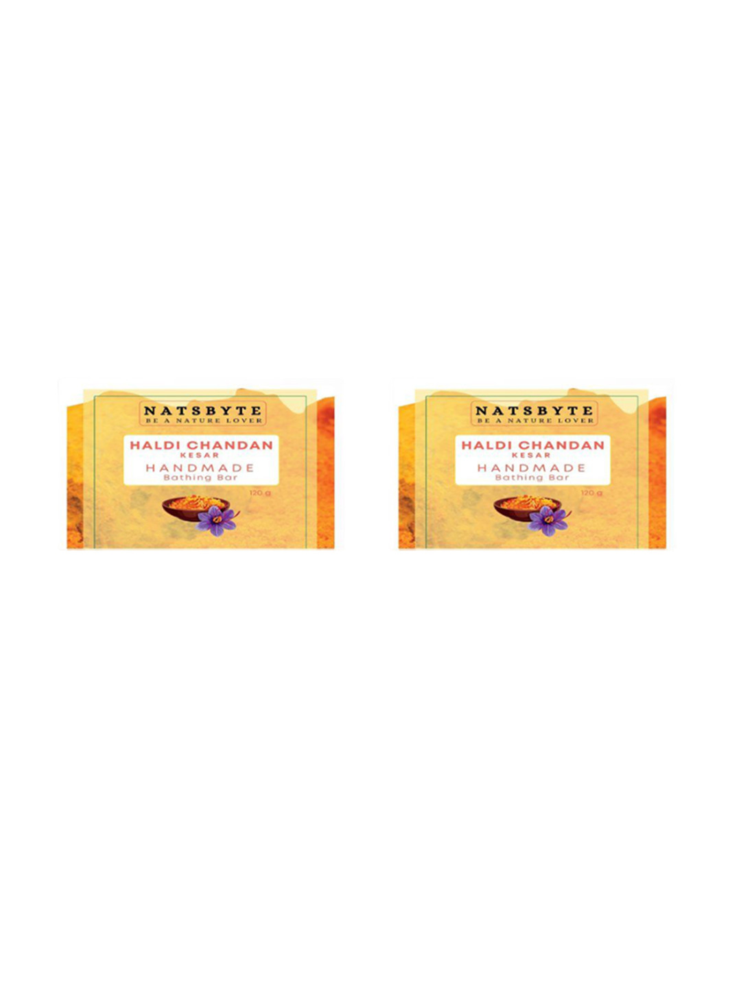 NATSBYTE Set Of 2 100 % Natural Haldi Chandan Bathing Bar - 120 g Each