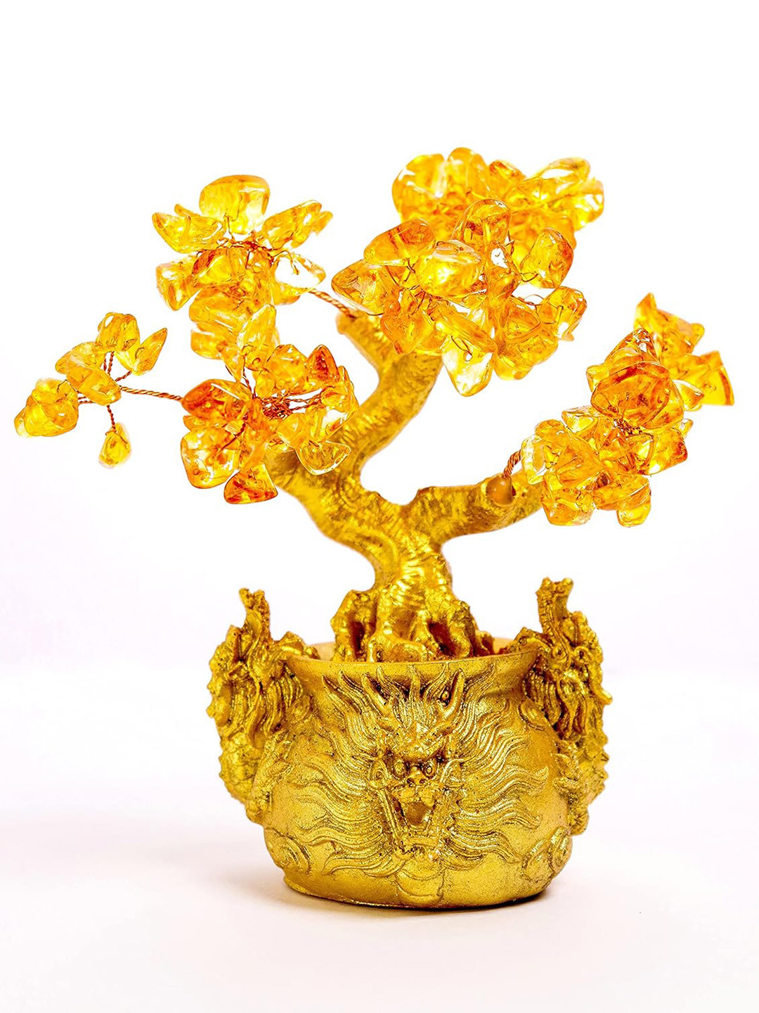 The Spiritual Living Natural Citrine Crystal Tree Yellow Stone Natural Living Room Medium Showpiece - 6 Inches