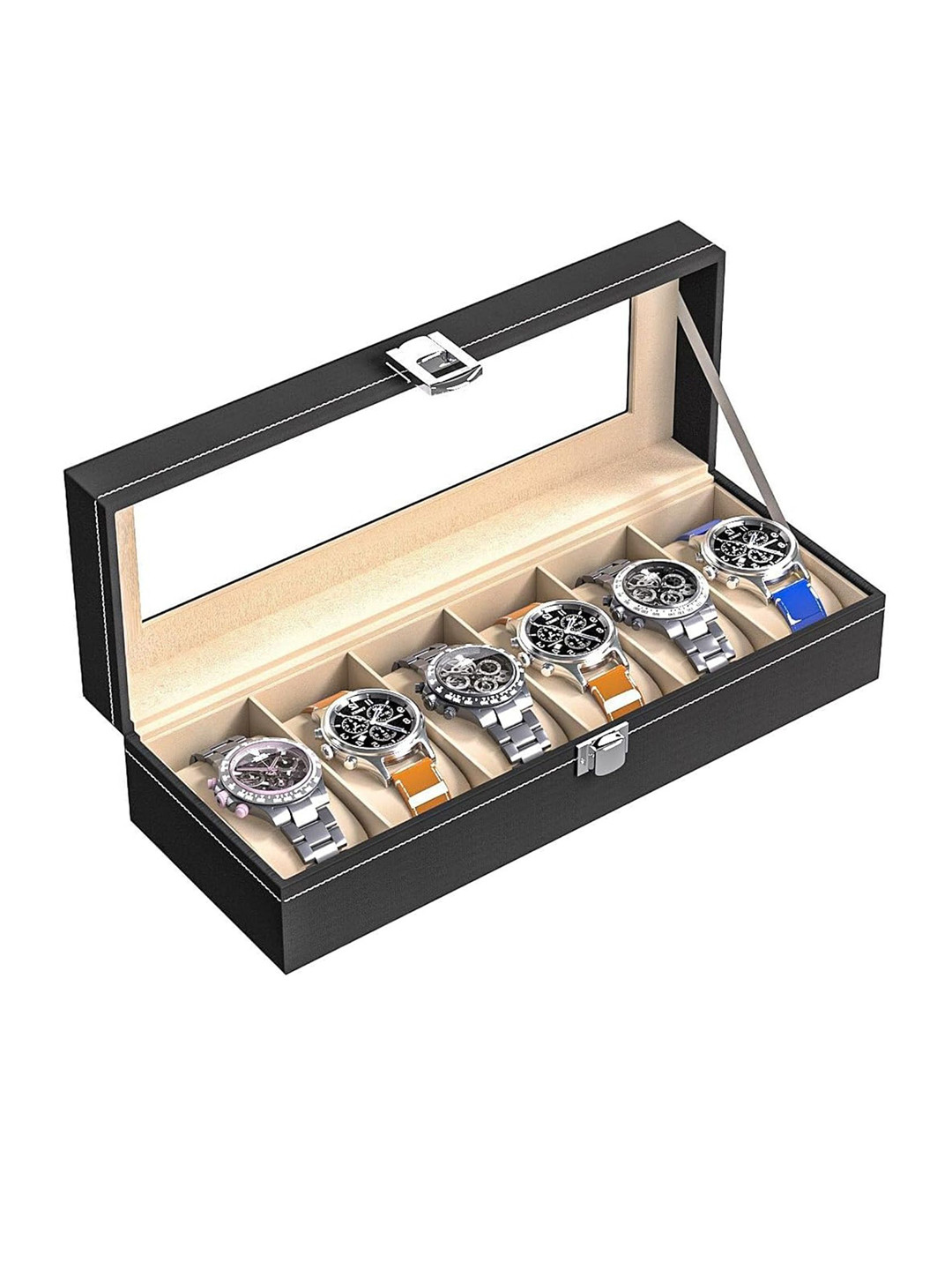Panchhi Store Black 6 Slots Watch Organiser Box