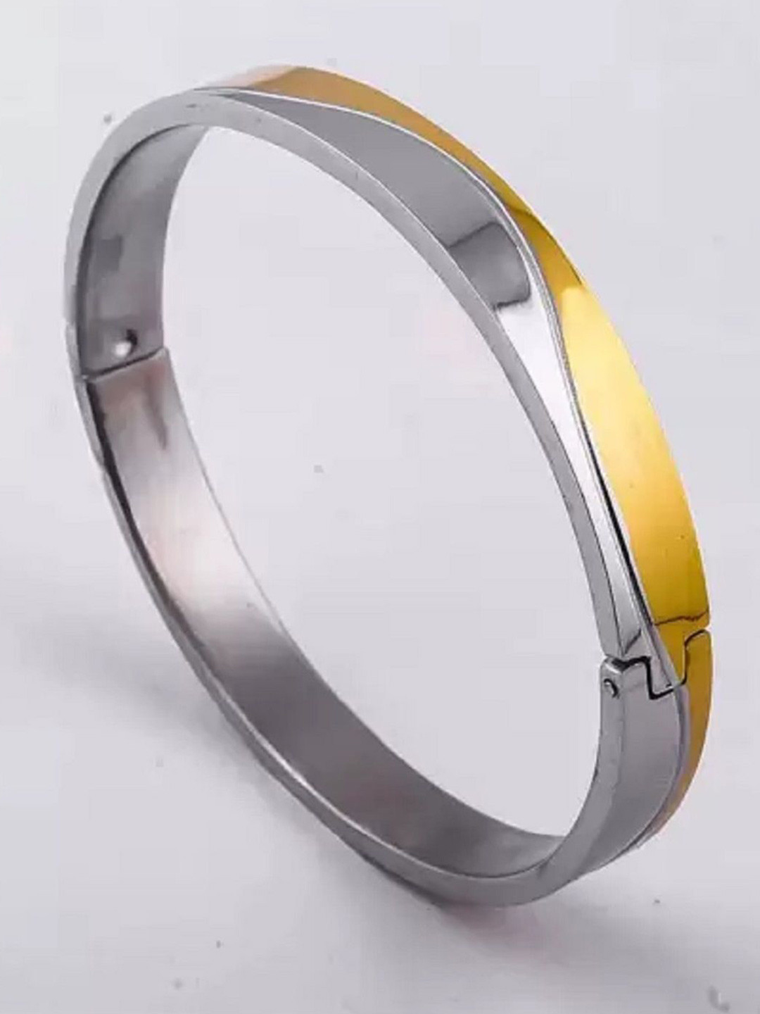 LAKSH Men Stainless Steel Gold-Plated Kada Bracelet